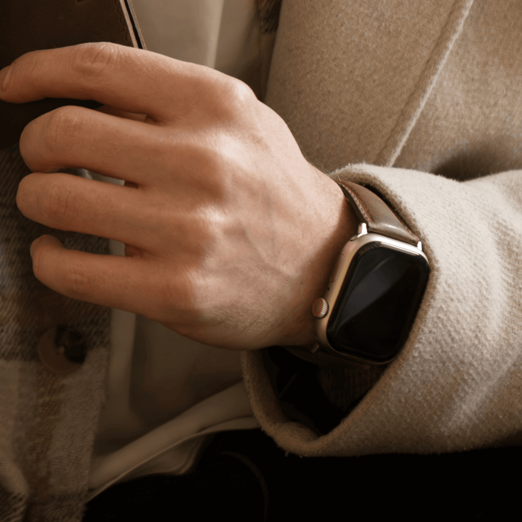 Luxury Double Wrap Grey Leather Apple Watch Band - San Diego