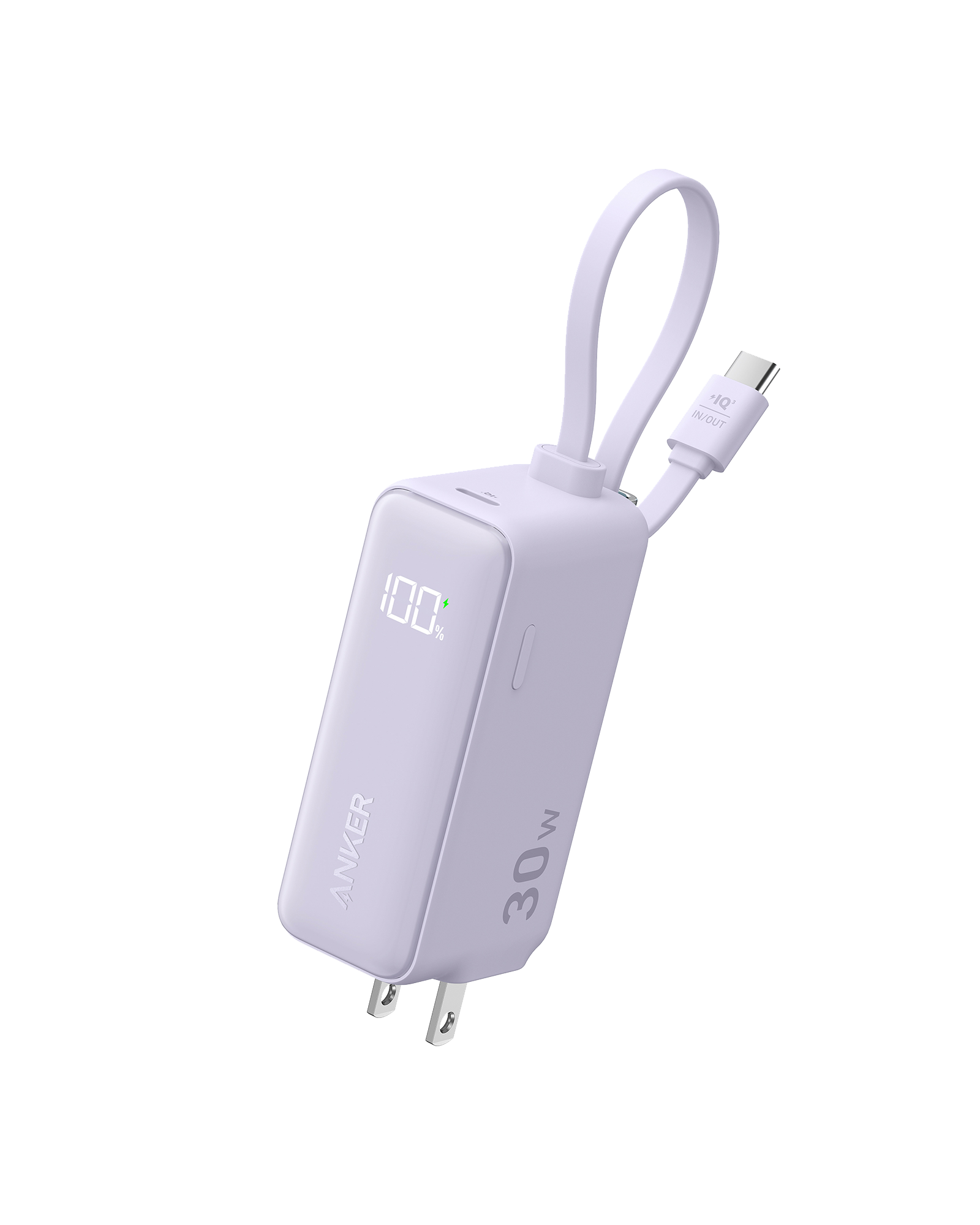 Anker Power Bank (30W, 5k,  Fusion, Built-In USB-C Cable)