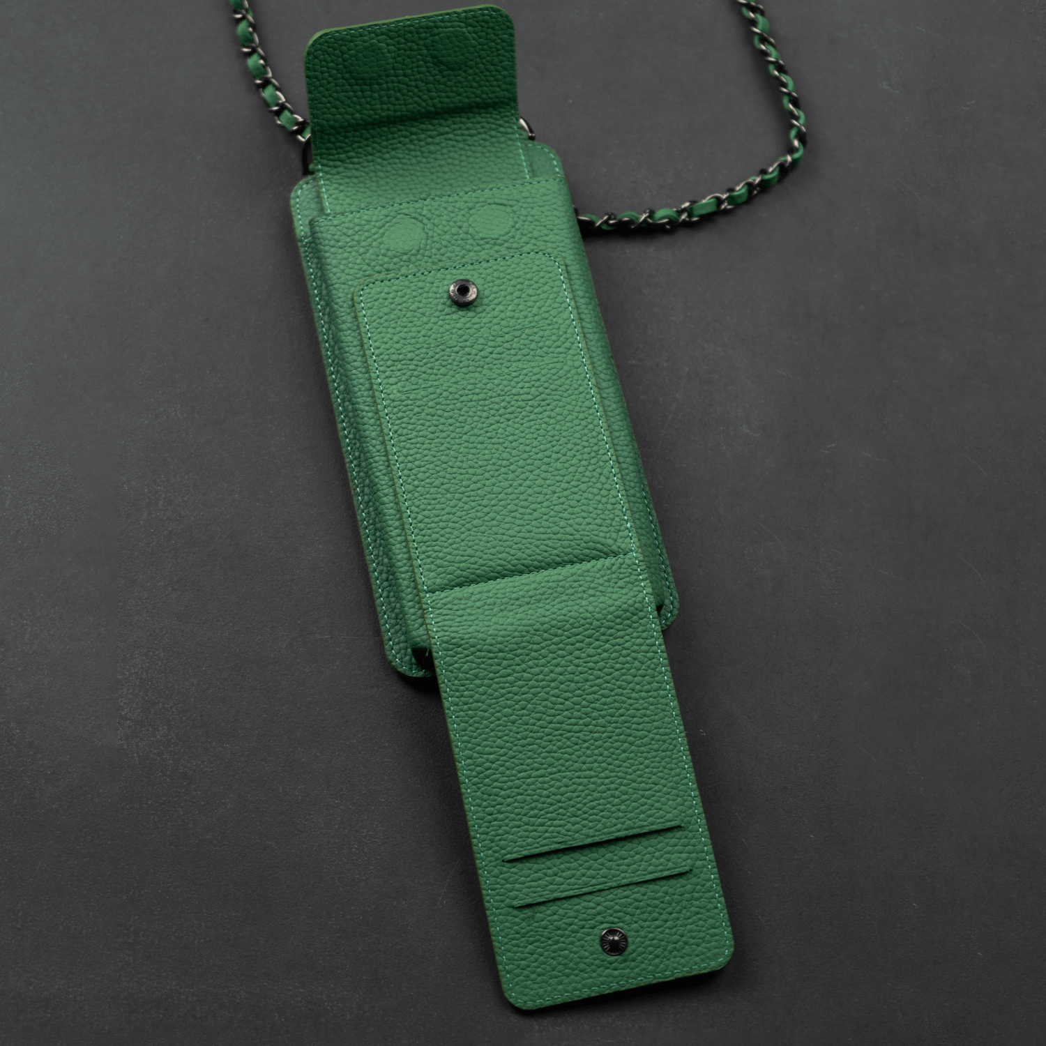 Leather Green Crossbody Bag Phone Wallet - Columbus