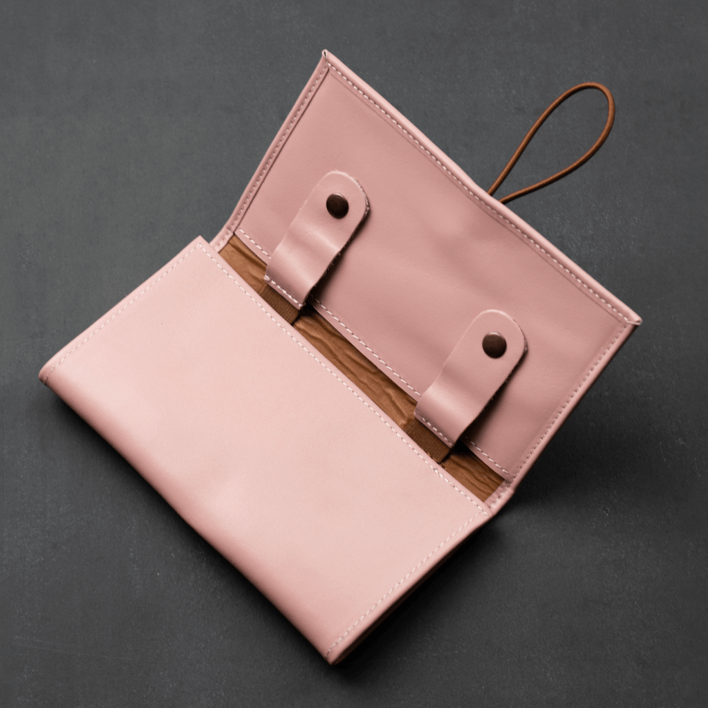 Leather Pink Travel Tech Organizer - Riverside