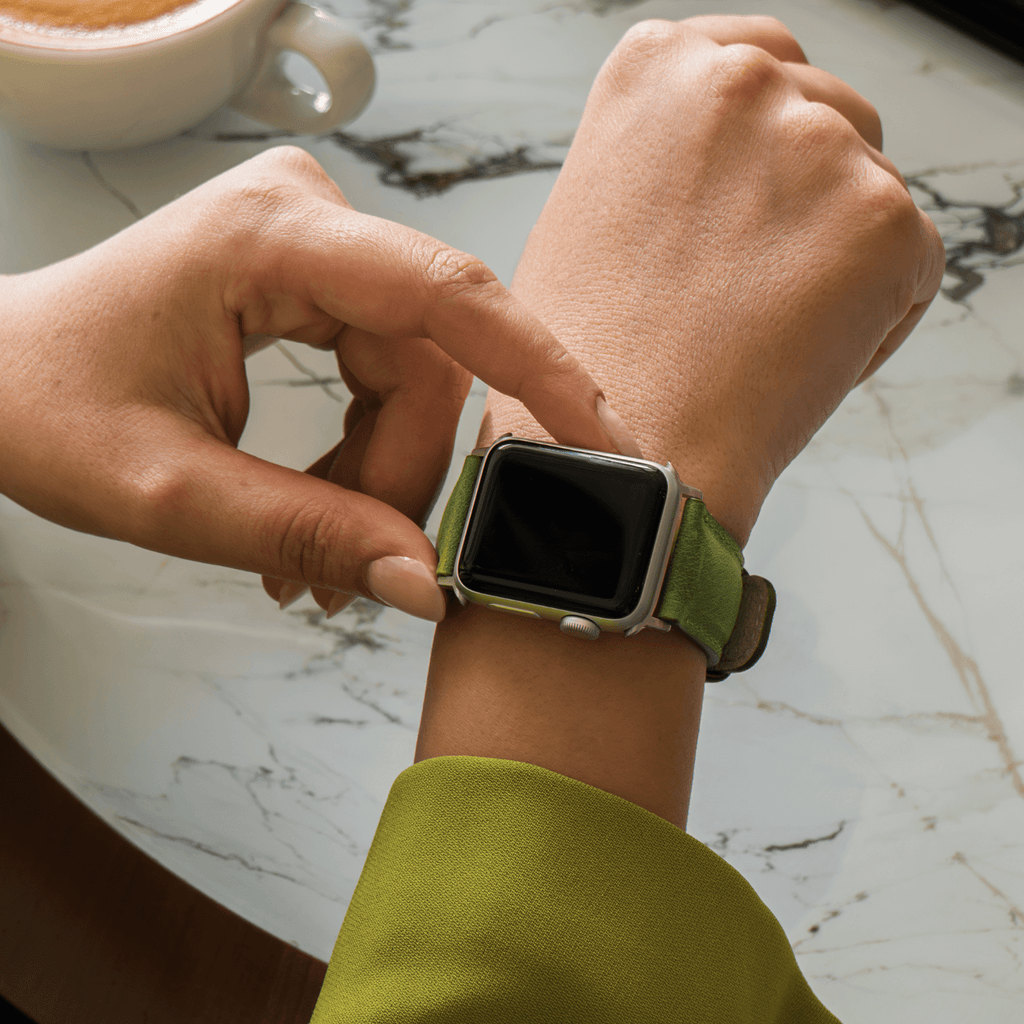 Apple Watch Grey Leather Strap - Boston