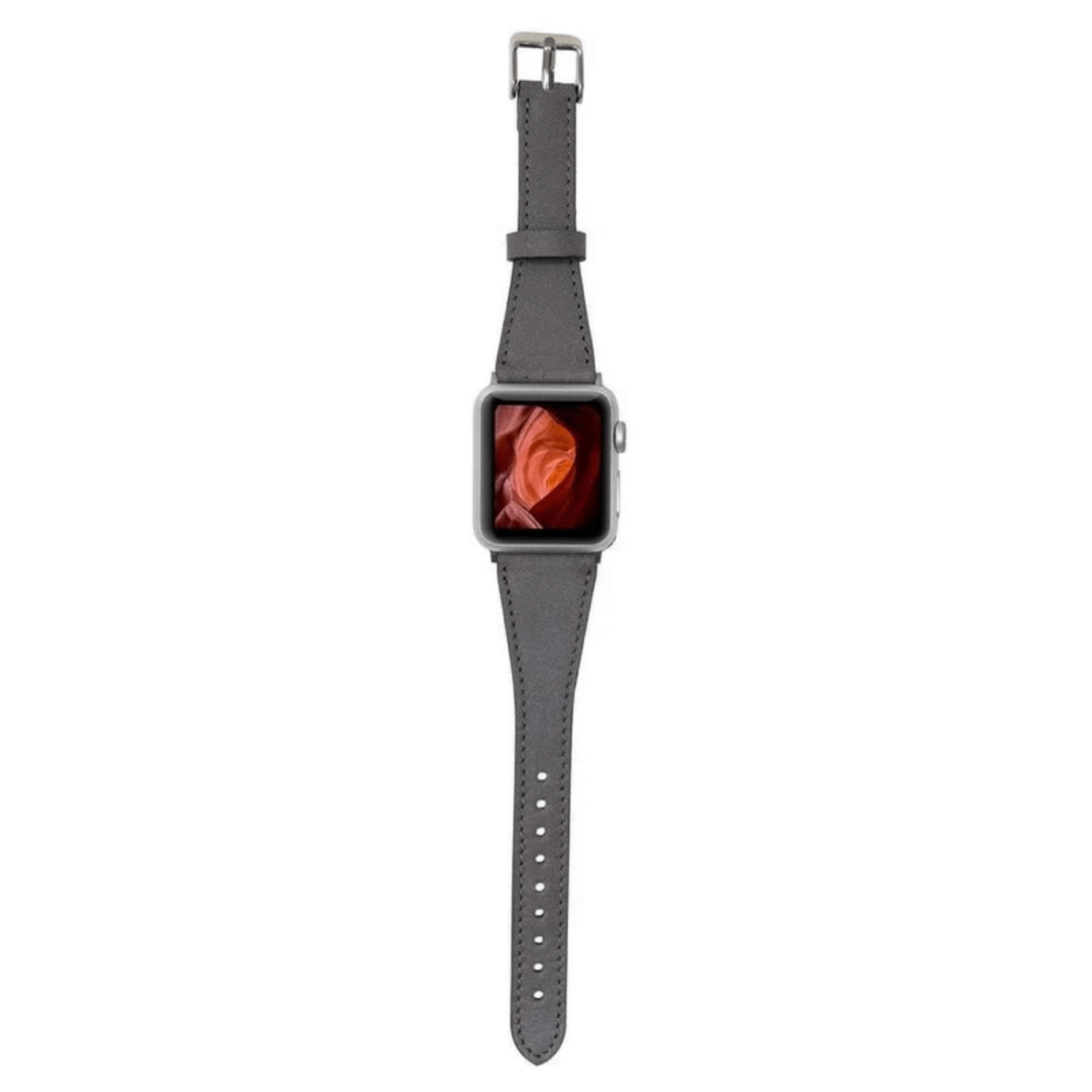 Classic Dark Grey Leather Apple Watch Band - Dallas