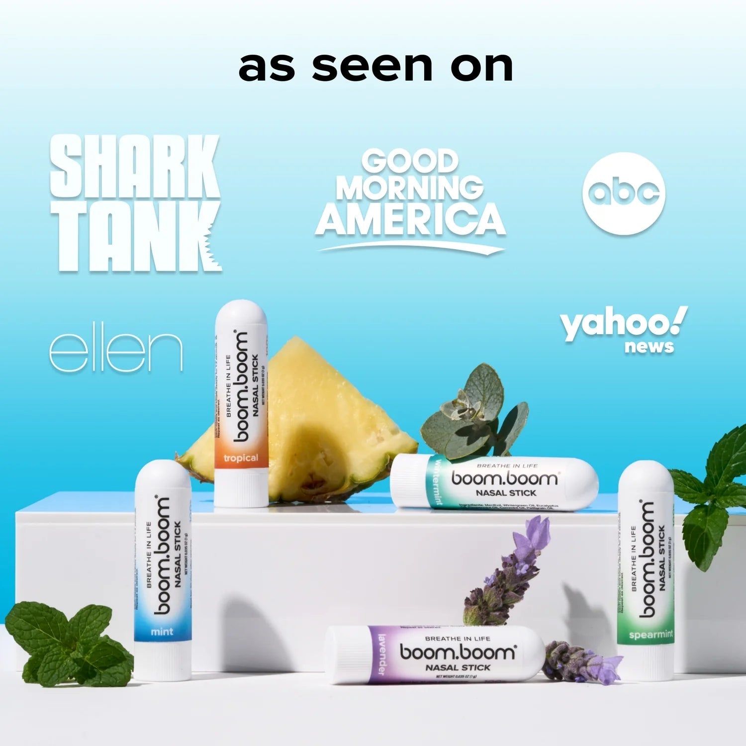 BoomBoom Nasal Stick | Vapor Flow Technology | Cool Refreshing Sensation | Natural Mood Boost | Simple Ingredients | Essential Oils + Menthol Inhaler (Spearmint)