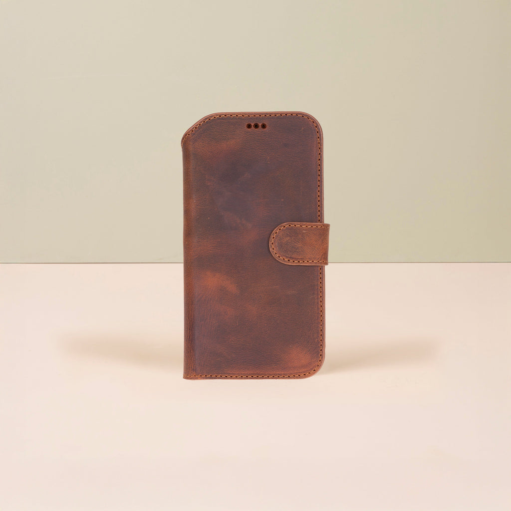 Premium Leather iPhone Air Wallet Case – Brown - Austin