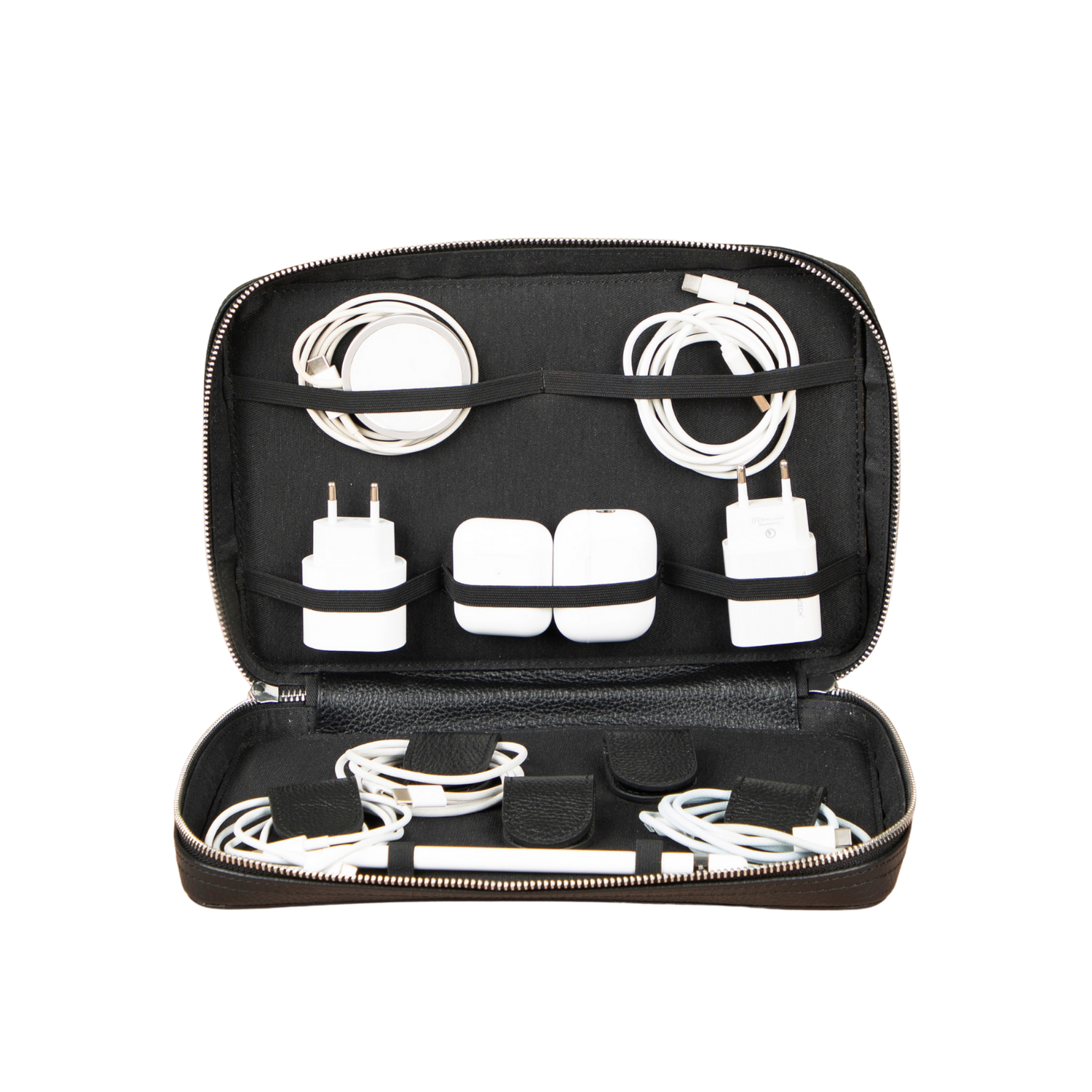 Leather Tech Organizer Case - Black - Oslo